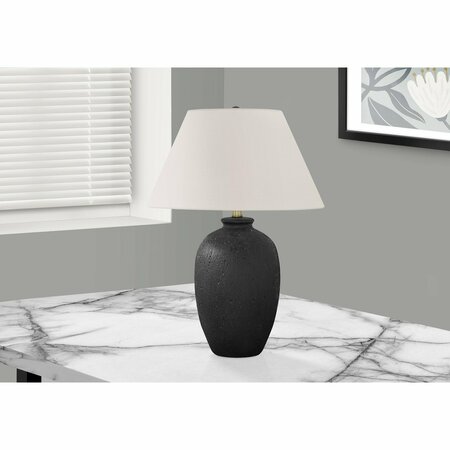 MONARCH SPECIALTIES Lighting, 24 in.H, Table Lamp, Black Ceramic, Ivory / Cream Shade, Modern I 9721